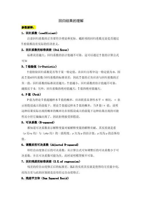 EVIEWS回归结果的理解(可打印修改)