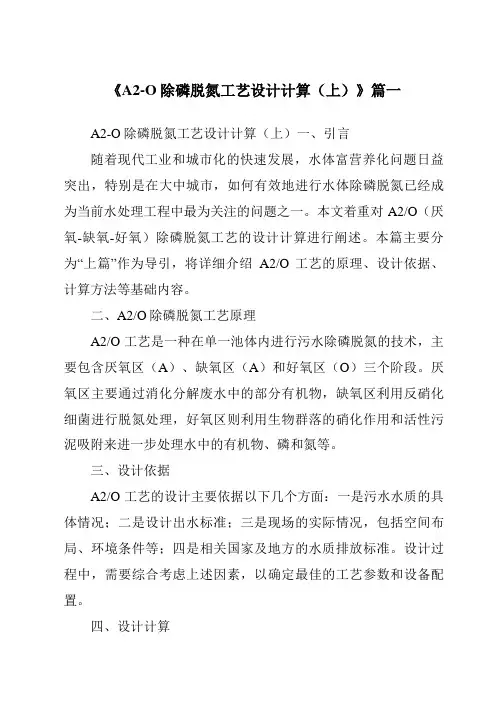 《2024年A2-O除磷脱氮工艺设计计算(上)》范文