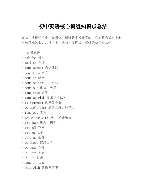初中英语核心词组知识点总结