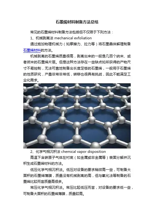石墨烯材料制备方法总结
