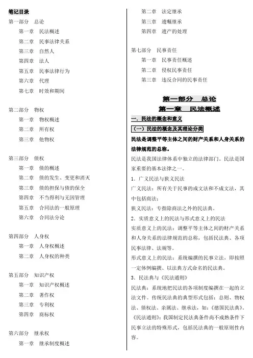 成人高考(专升本)民法学 成考核心考点笔记 成考 成考重点资料