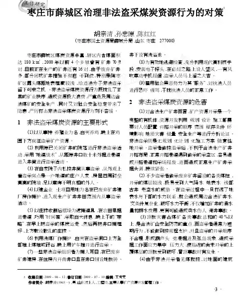 枣庄市薛城区治理非法盗采煤炭资源行为的对策