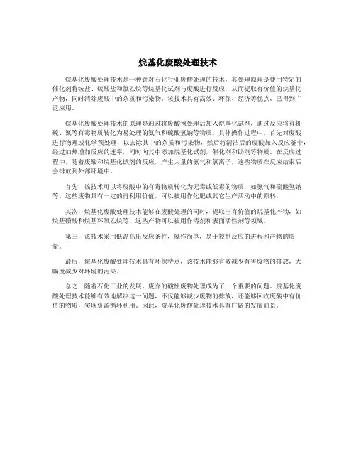 烷基化废酸处理技术