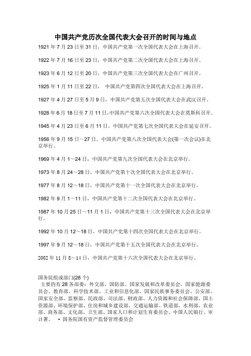 党代会召开的时间与地点