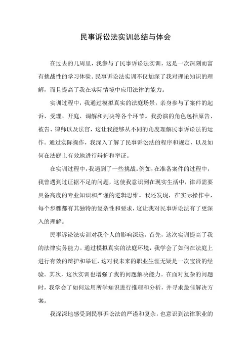民事诉讼法实训总结与体会