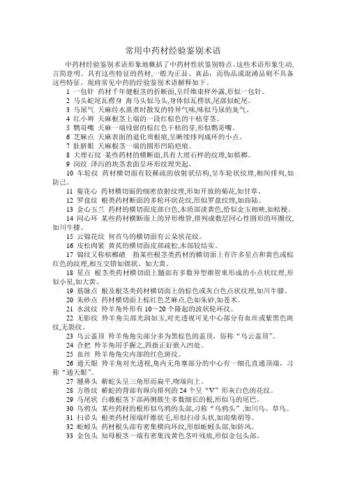 常用中药材经验鉴别术语