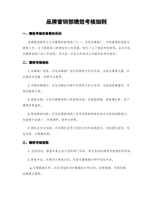 品牌营销部绩效考核细则