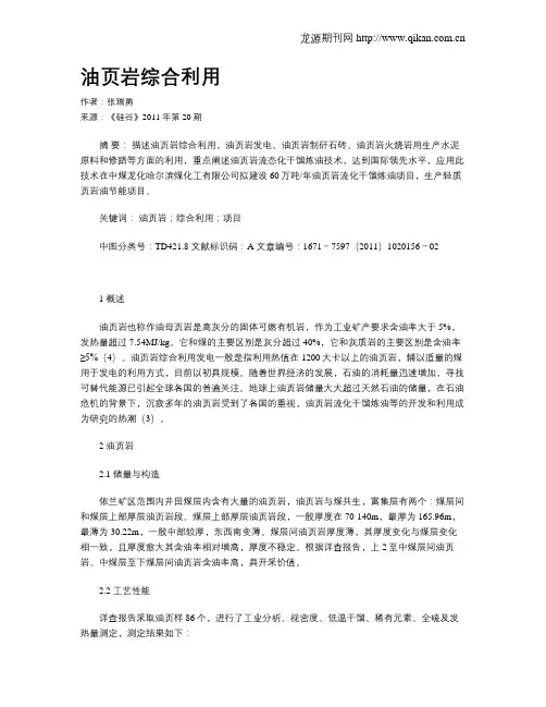油页岩综合利用