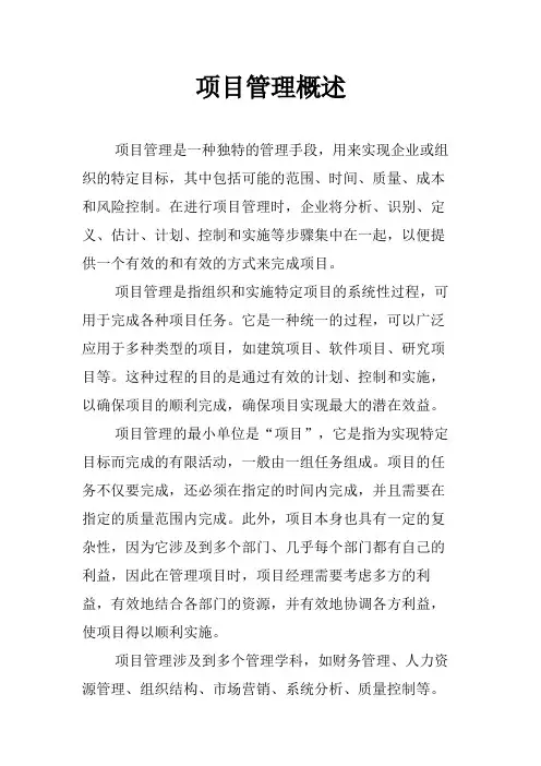 项目管理概述