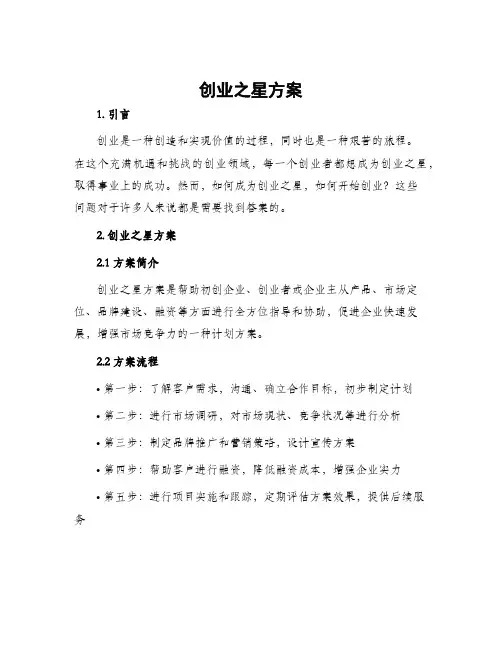 创业之星方案