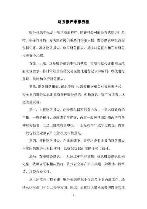 财务报表申报流程