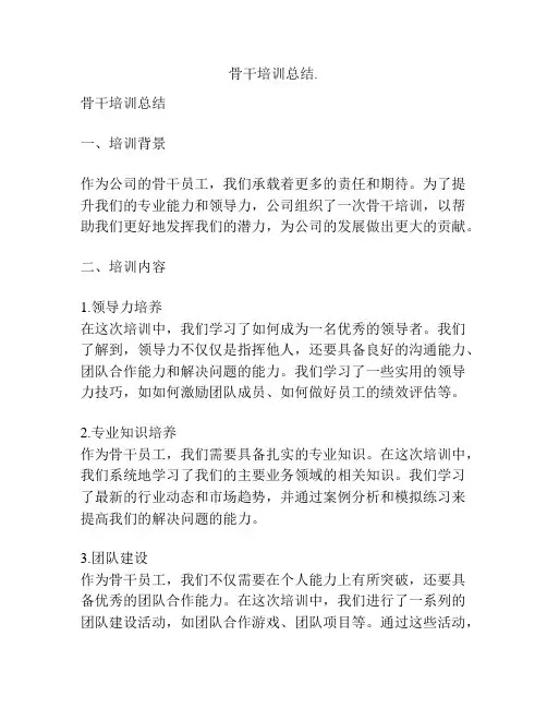 骨干培训总结