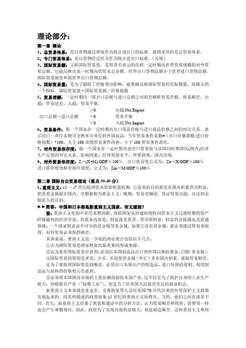 (完整版)国际贸易理论与实务考试重点整理