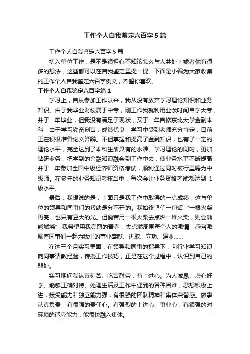工作个人自我鉴定六百字5篇