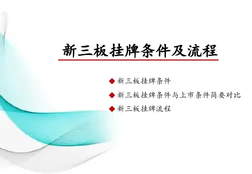 新三板挂牌条件及流程