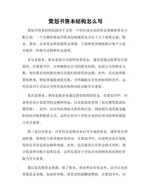 策划书资本结构怎么写