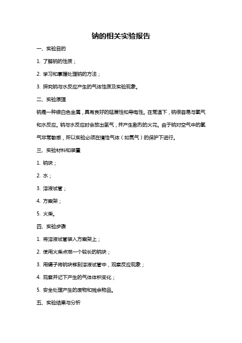 钠的相关实验报告