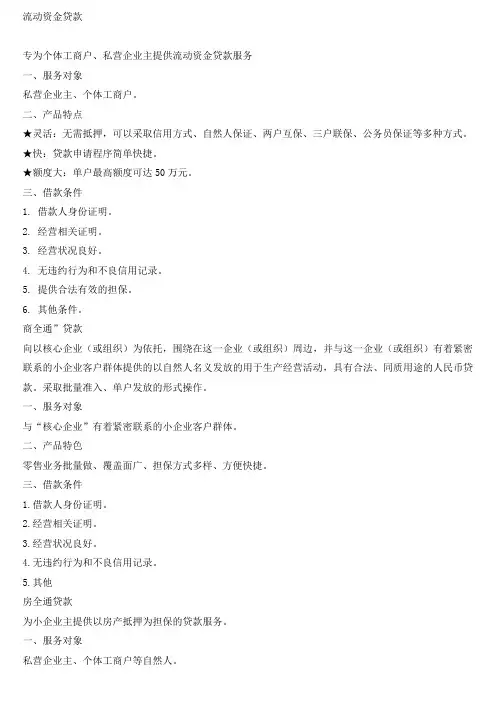 贷款产品