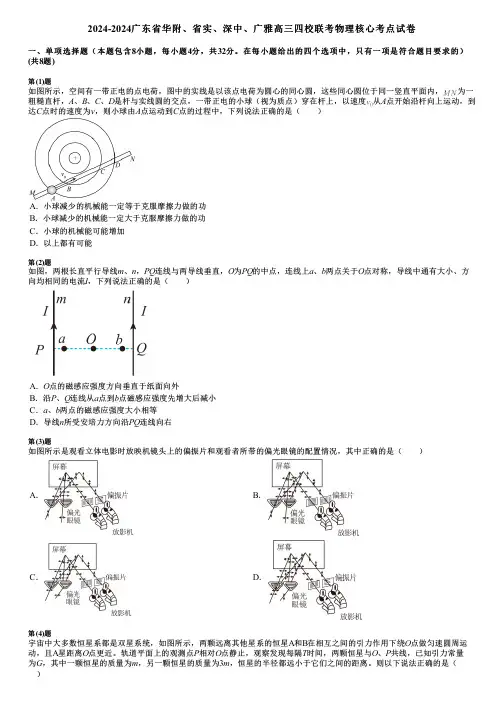 2024-2024广东省华附、省实、深中、广雅高三四校联考物理核心考点试卷