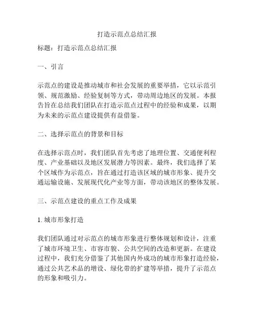 打造示范点总结汇报