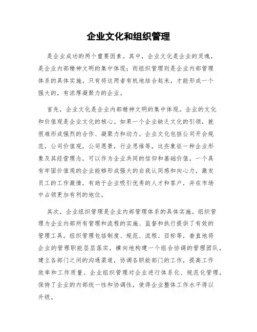 企业文化和组织管理