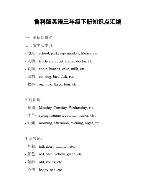 鲁科版英语三年级下册知识点汇编