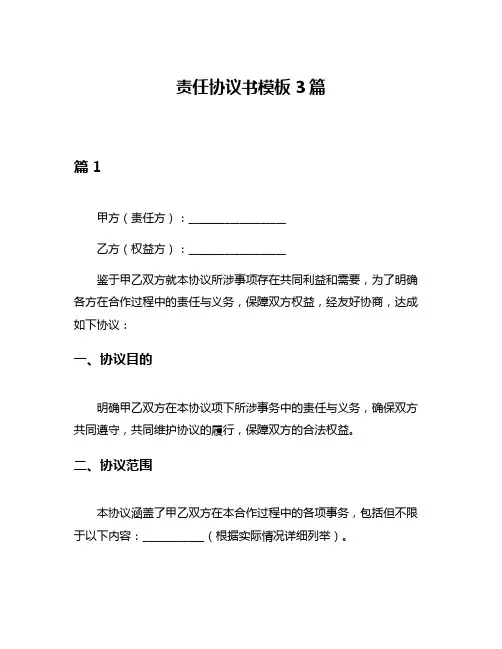 责任协议书模板3篇