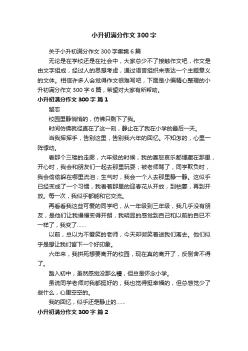 关于小升初满分作文300字集锦6篇