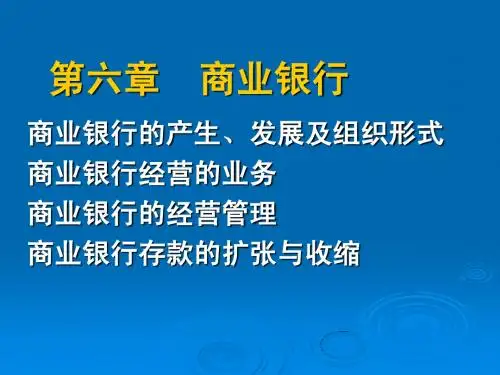 第六章  商业银行