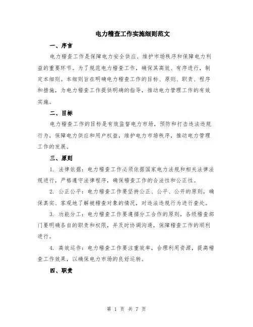 电力稽查工作实施细则范文（二篇）