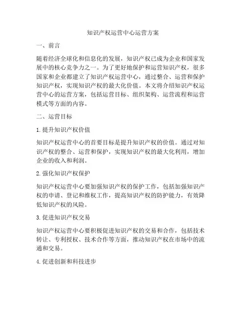 知识产权运营中心运营方案