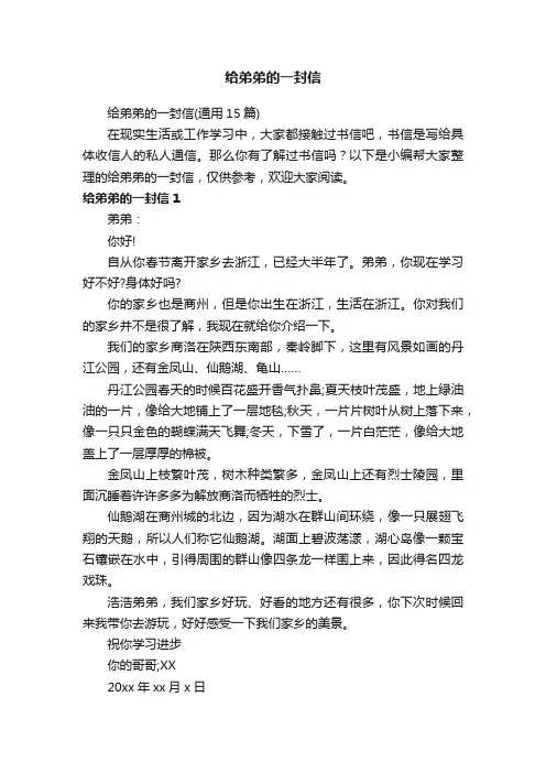 给弟弟的一封信（通用15篇）