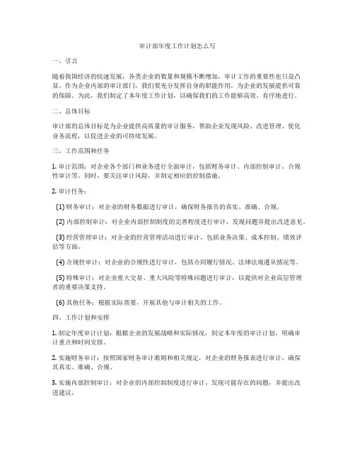审计部年度工作计划怎么写