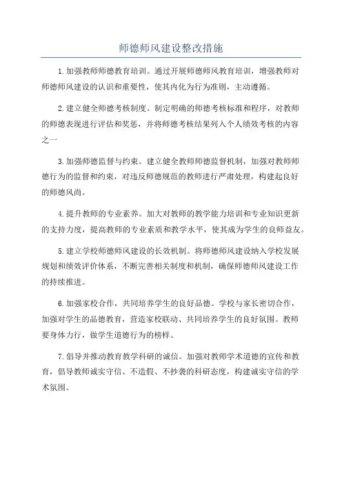 师德师风建设整改措施