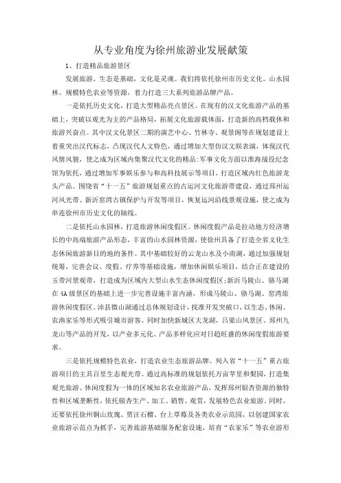 从专业角度为徐州旅游业发展献策