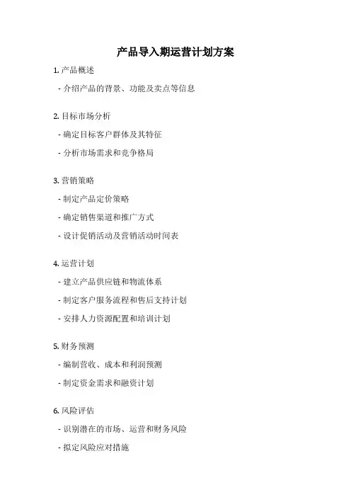 产品导入期运营计划方案
