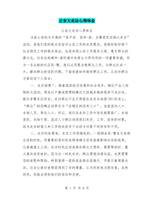 公安大走访心得体会