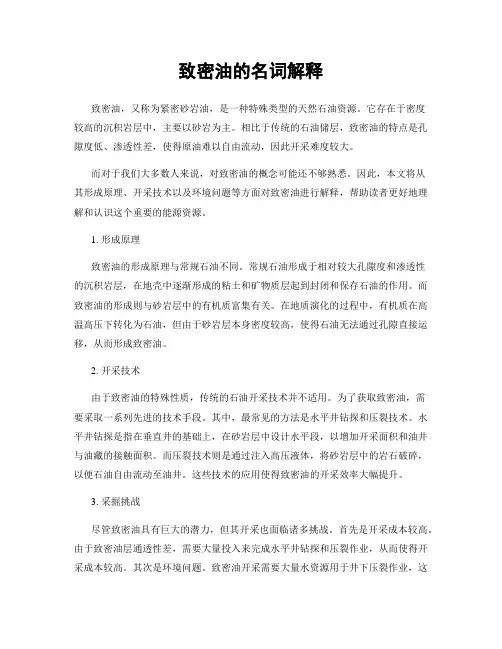 致密油的名词解释