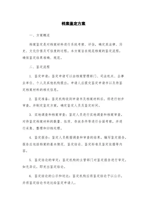 档案鉴定方案