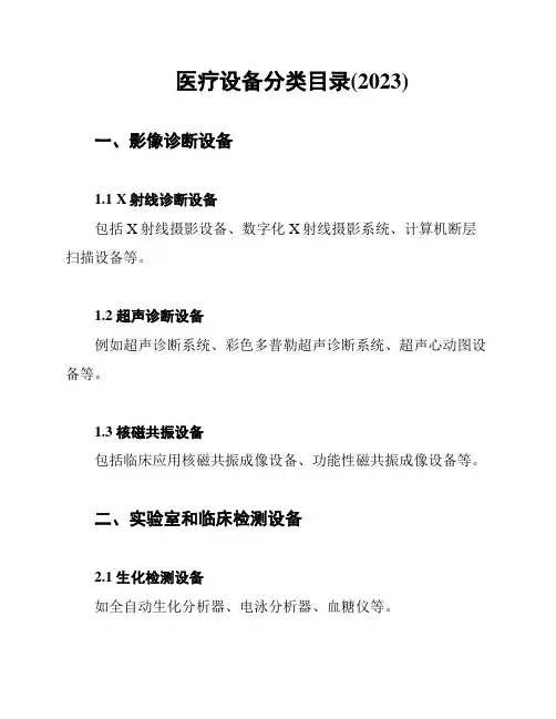 医疗设备分类目录(2023)