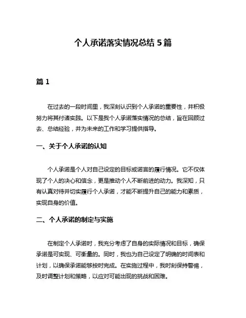 个人承诺落实情况总结5篇