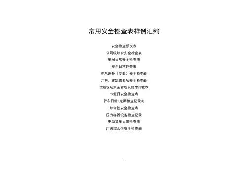 常用安全检查表样例汇编