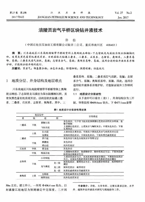 涪陵页岩气平桥区块钻井液技术