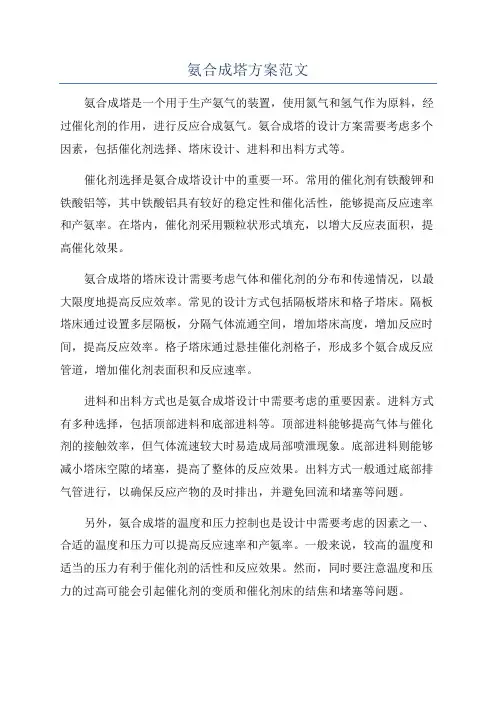 氨合成塔方案范文