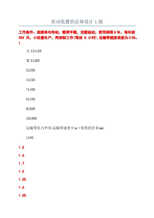 传动装置的总体设计1级