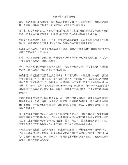 薄板制作工艺流程概述