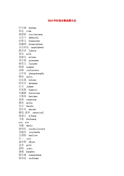 2013时尚女鞋品牌大全及各鞋品牌标志