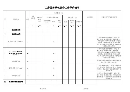 路基附属工程等清单报价表+-+队伍