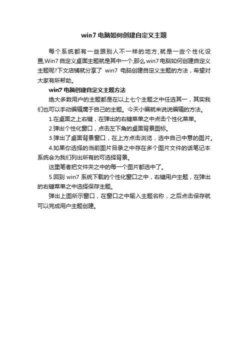 win7电脑如何创建自定义主题
