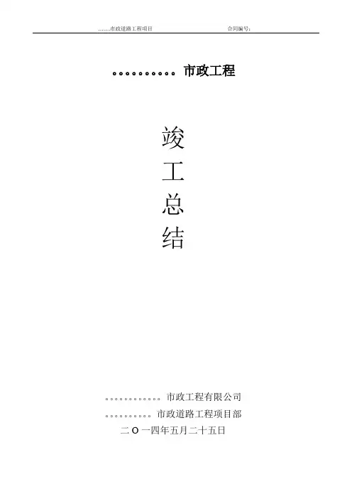 市政工程竣工总结报告2015